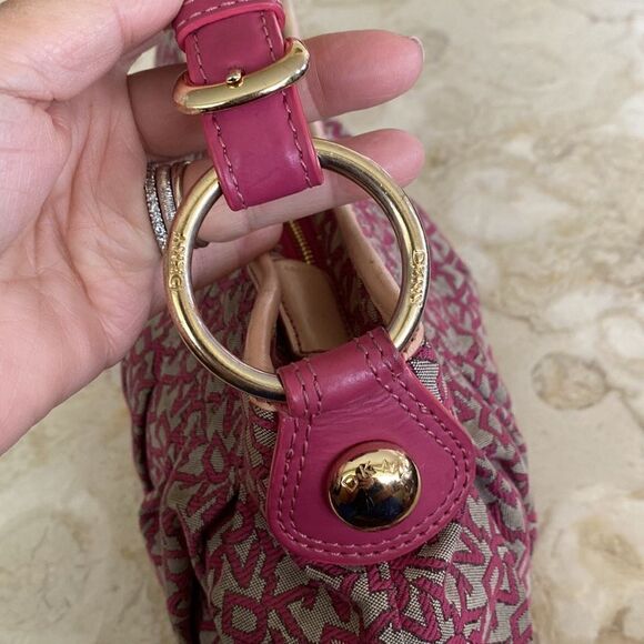 Donna Karan Vintage Monogram& Leather Small Hobo Bag - Picture 7 of 12